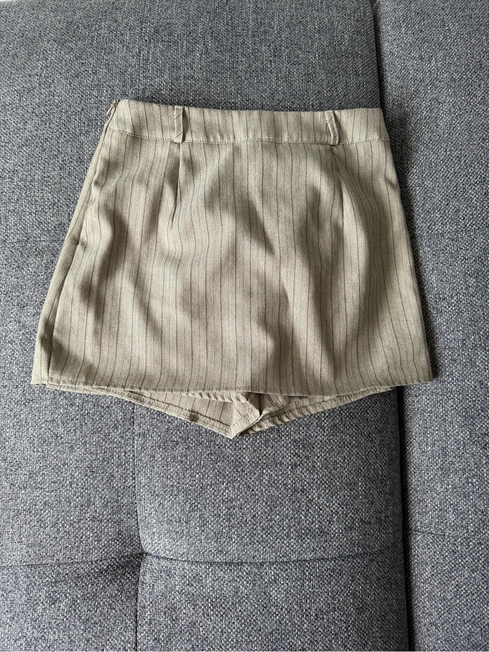 High Waist Pinstripe Women’s Shorts Skort in Beige